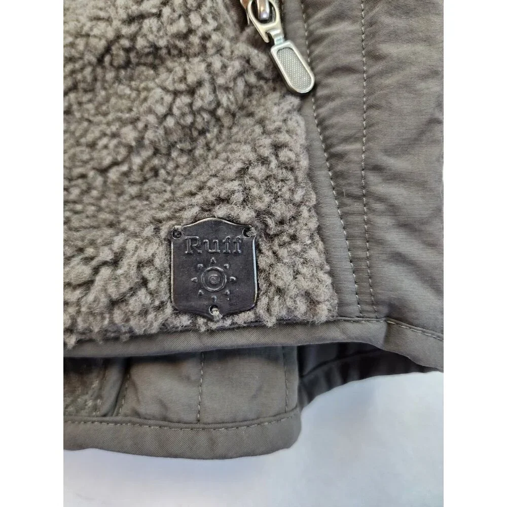 RUFF HEWN Cozy Gray Faux Sherpa Fleece Full Zip L Wicking Cabin Outdoor Neutral - Picture 7 of 10